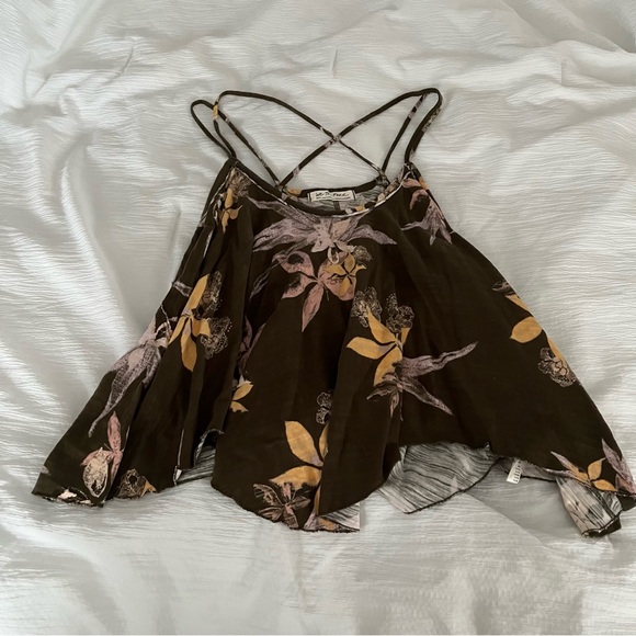 NWOT FREE PEOPLE flowy tropical print top - Picture 1 of 4